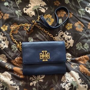 Tory Burch Blue and Gold Crossbody Bag